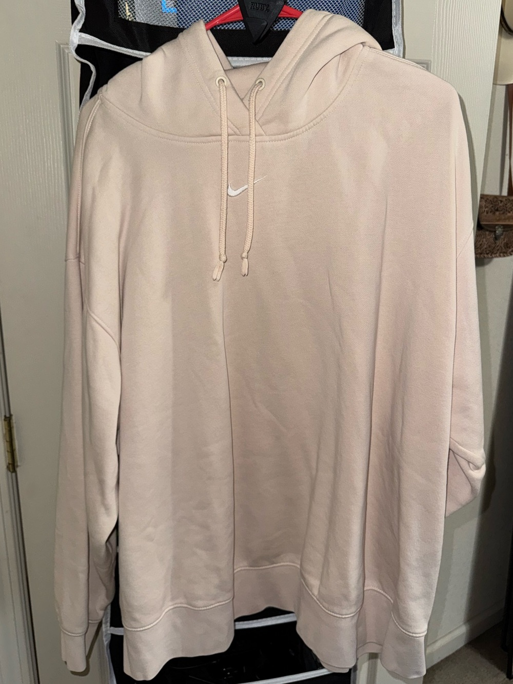Nike Beige Pullover Hoodie with White Swoosh